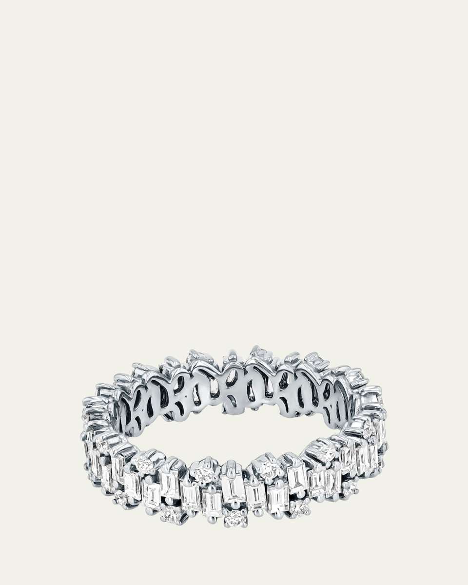 18K White Gold Diamond Eternity Band, Size